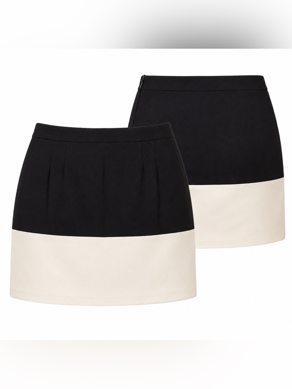 Dalia Collection Black & Cream Colorblock Mini Skirt
